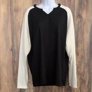 Textured Black White Long Sleeve Top XL           -715P